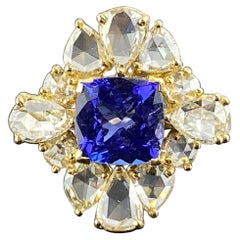 Bague cocktail en tanzanite de 3,08 carats et diamants de 3,03 carats