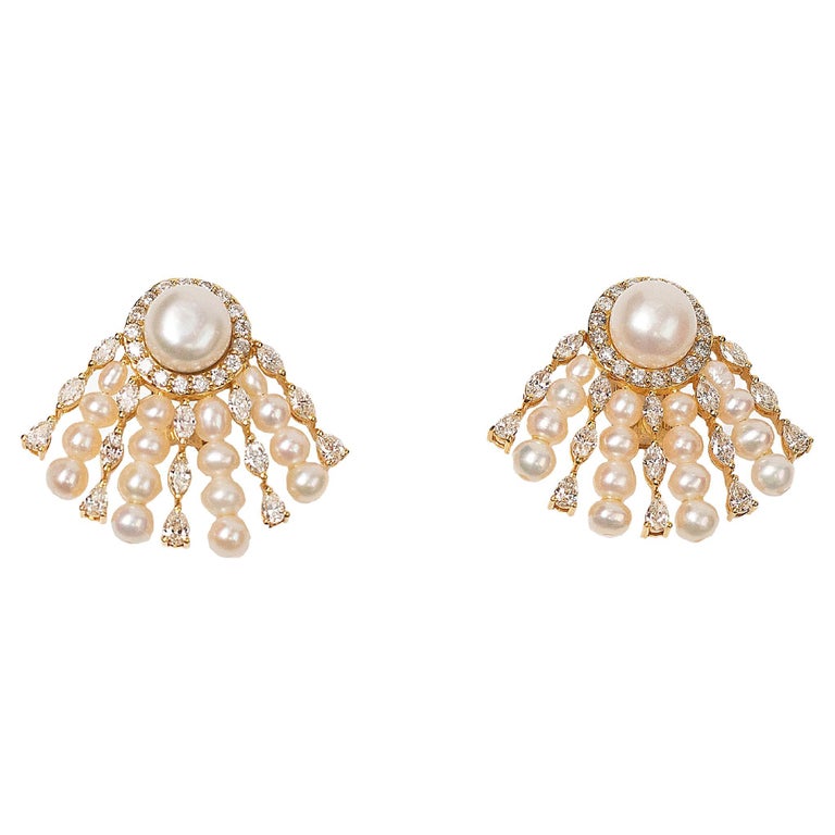 Boucles D'oreilles Clous En Or 14K Blanc Avec Diamants (1,62 Ct) - Formes Poire, Marquise Et Ronde - Neuf Avec étiquettes