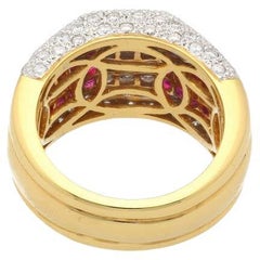 3.08ctw Ruby and Diamond Cluster Band Ring in 18k Yellow & White Gold