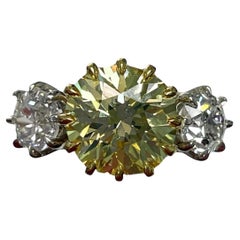 3.08 Fancy Yellow Diamond and Diamond Ring