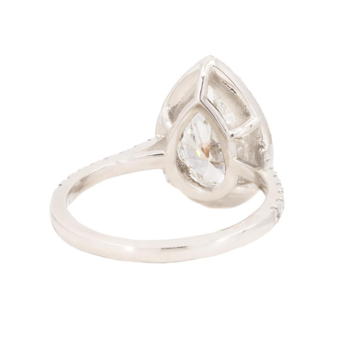 Pear Cut 3.08 G VS1 PS GIA Ring For Sale