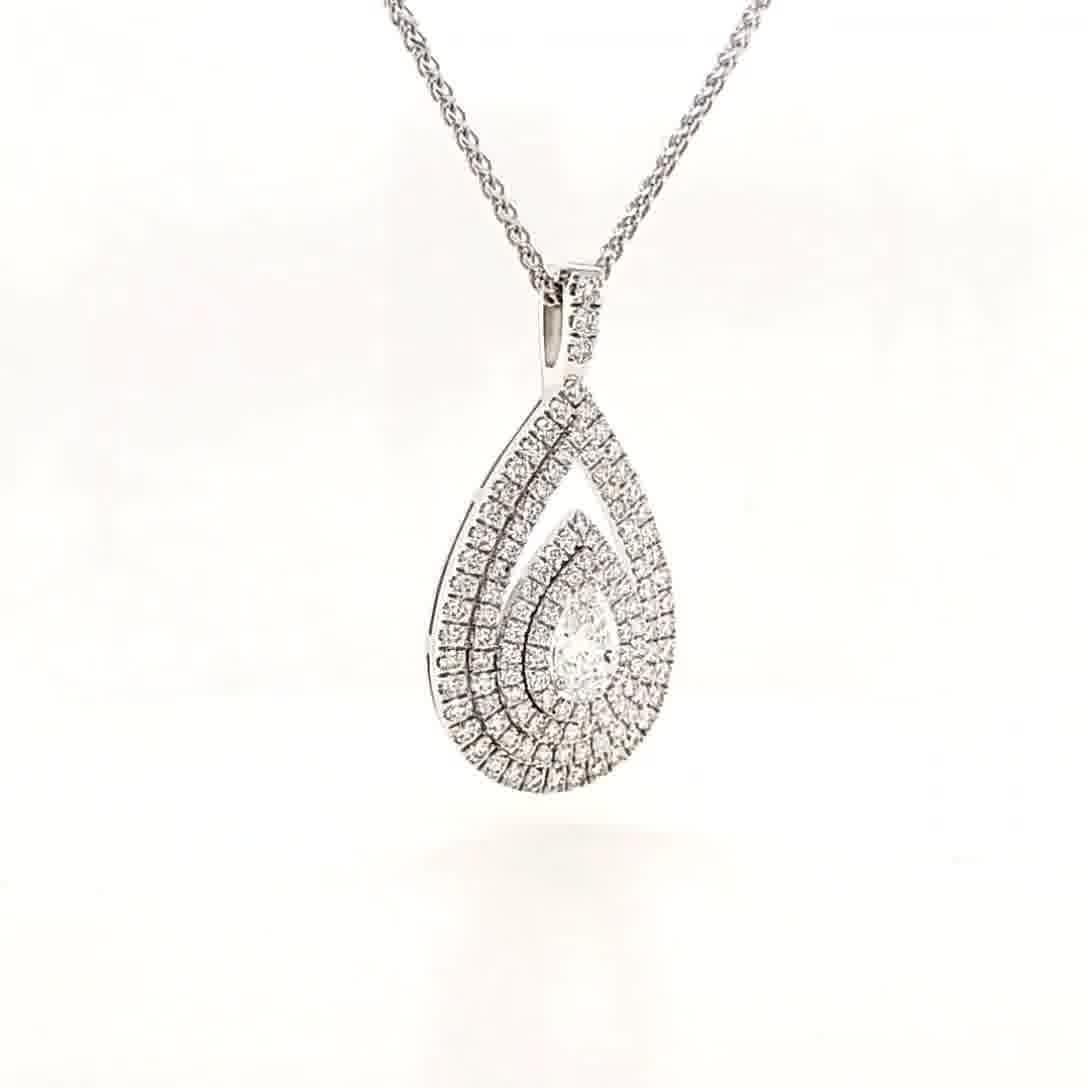 Contemporaneo Ciondolo a forma di pera con diamante da 3,080 carati certificato GIA E / IF, oro bianco 18 carati in vendita