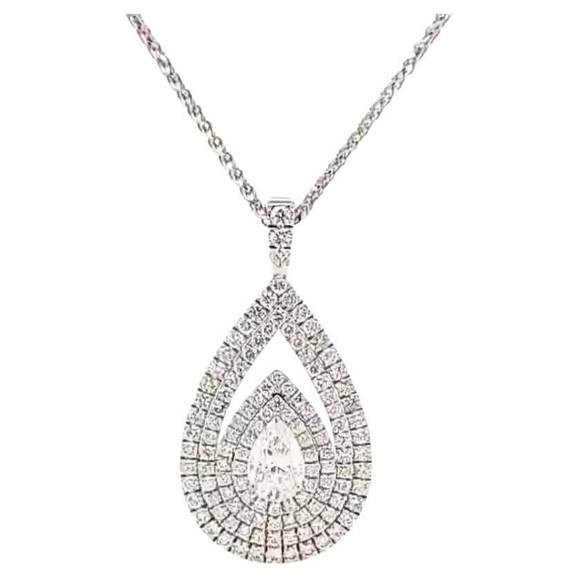 3.080 Carat Diamond Pear Shape Pendant GIA Certified E / IF, 18K White Gold