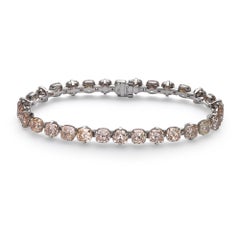 30.81 Carat Fancy Light Champagne Cushion Cut Diamond Tennis Bracelet