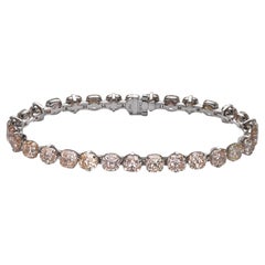 30.81 Carat Fancy Light Champagne Cushion Cut Diamond Tennis Bracelet