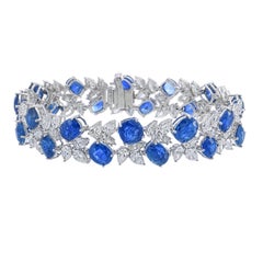 Bracciale con zaffiro blu di Birmania senza calore da 30,87 carati in oro bianco da 18 carati