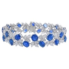 Bracciale con zaffiro blu di Birmania senza calore da 30,87 carati in oro bianco da 18 carati