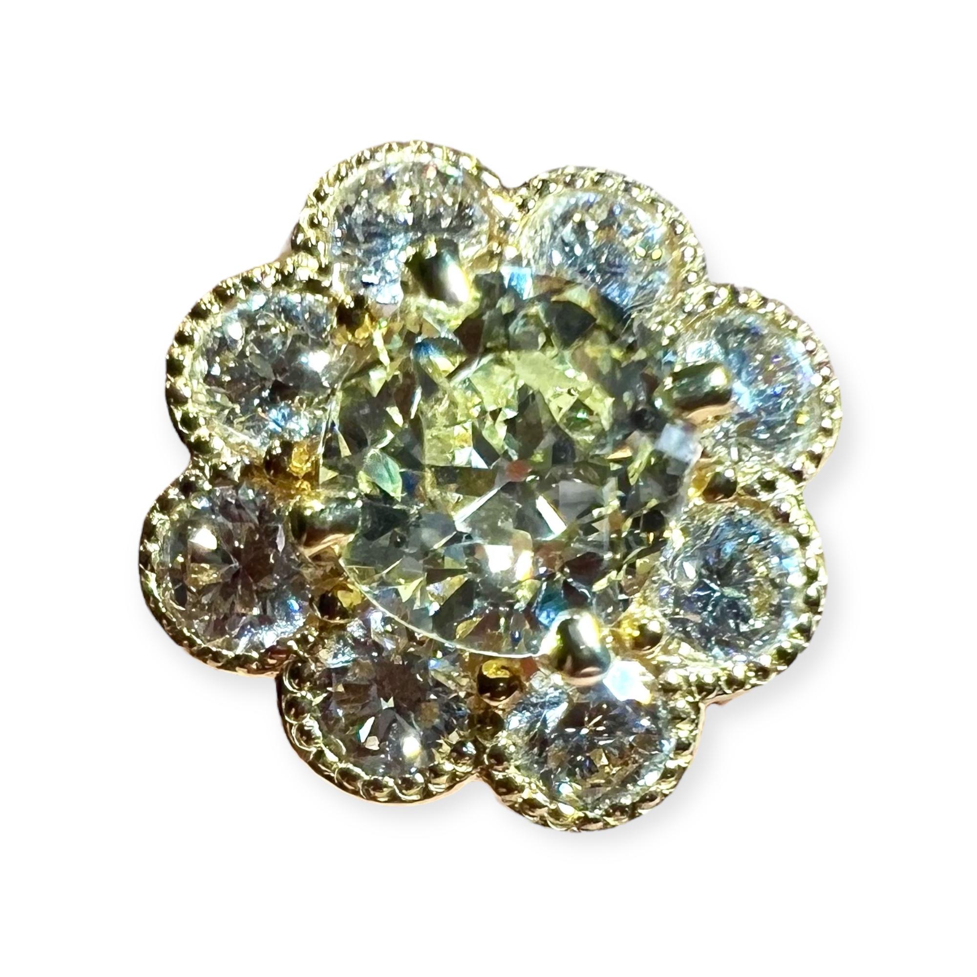 3.08ct Antique Diamond in Floral Setting with 2.85ct Modern Diamonds For Sale 4