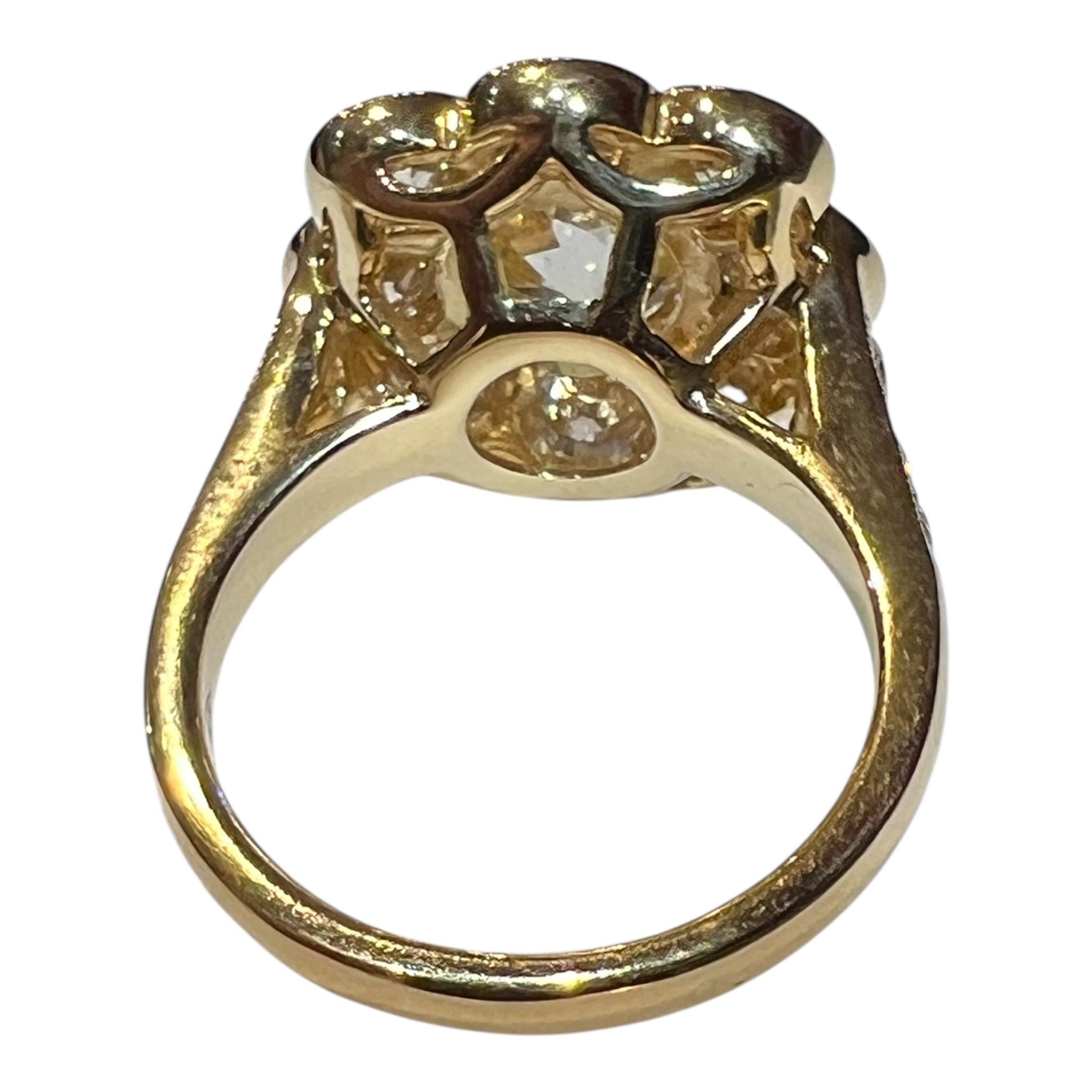 3.08ct Antique Diamond in Floral Setting with 2.85ct Modern Diamonds For Sale 9