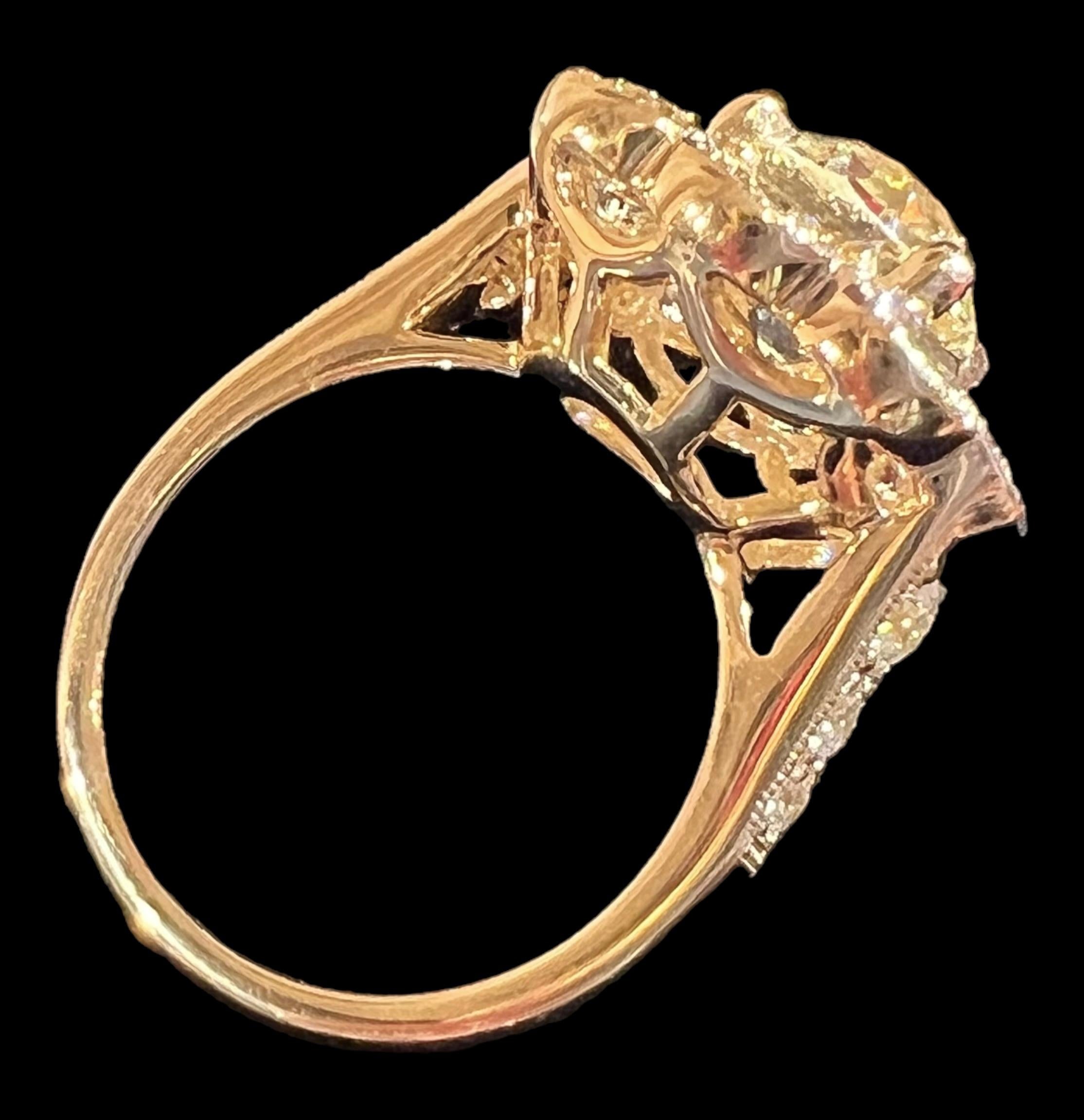 Women's 3.08ct Antique Diamond in Floral Setting with 2.85ct Modern Diamonds For Sale