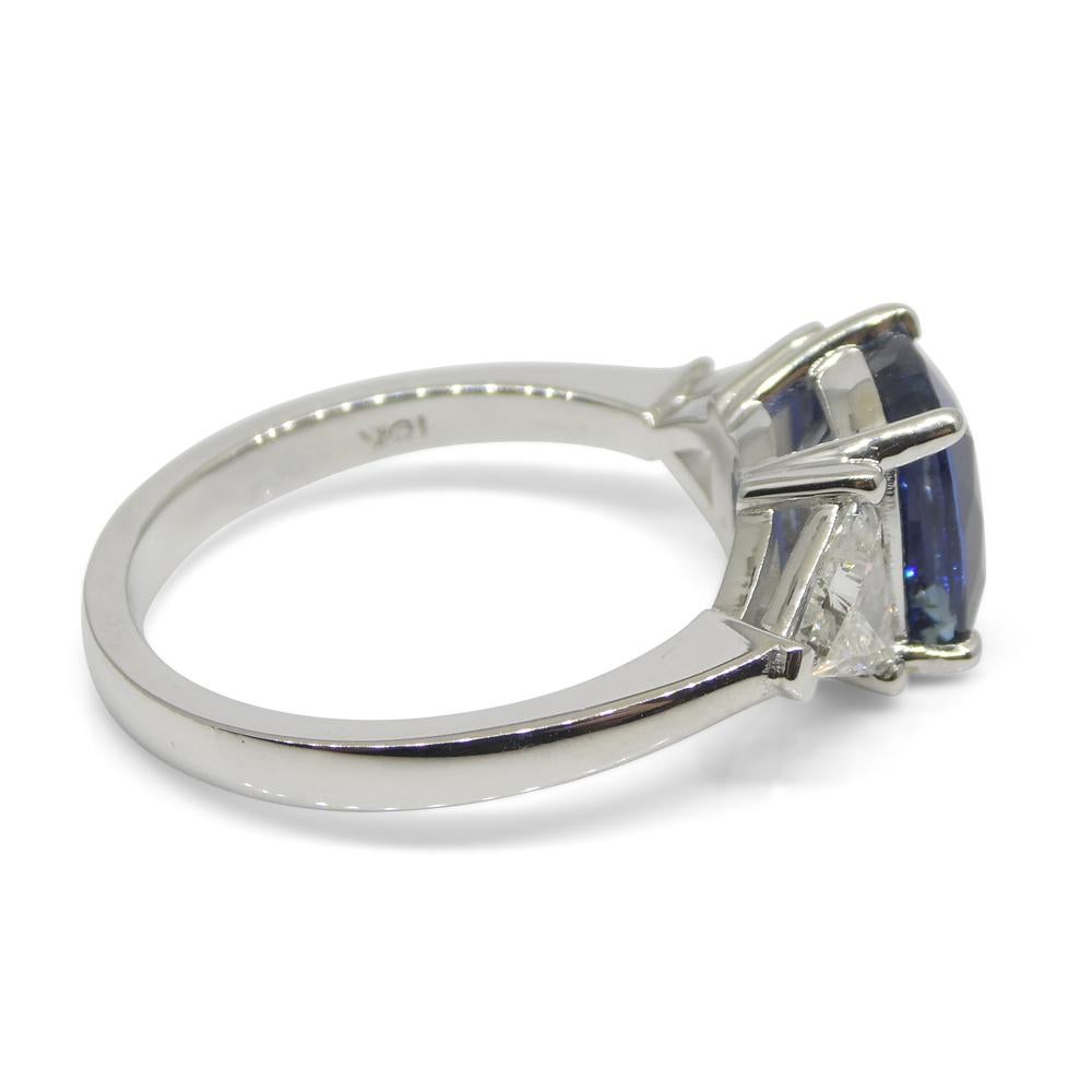 3.08ct Blue Sapphire, Diamond Engagement Ring in 18K White Gold, GIA Certified For Sale 4