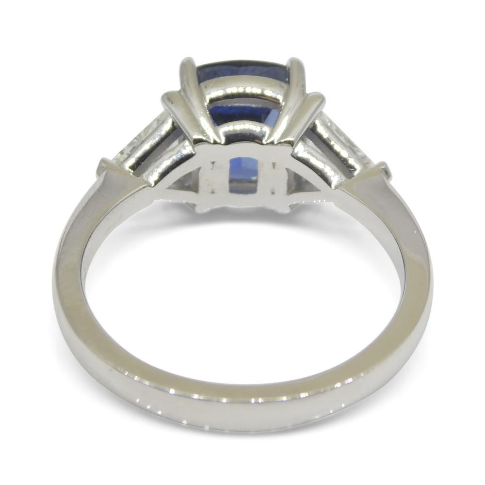 3.08ct Blue Sapphire, Diamond Engagement Ring in 18K White Gold, GIA Certified For Sale 5