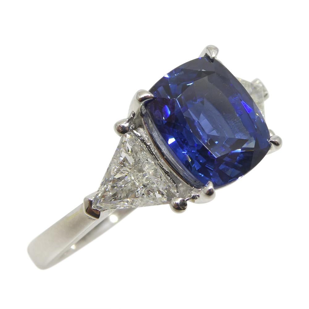 3.08ct Blue Sapphire, Diamond Engagement Ring in 18K White Gold, GIA Certified In New Condition For Sale In Toronto, Ontario