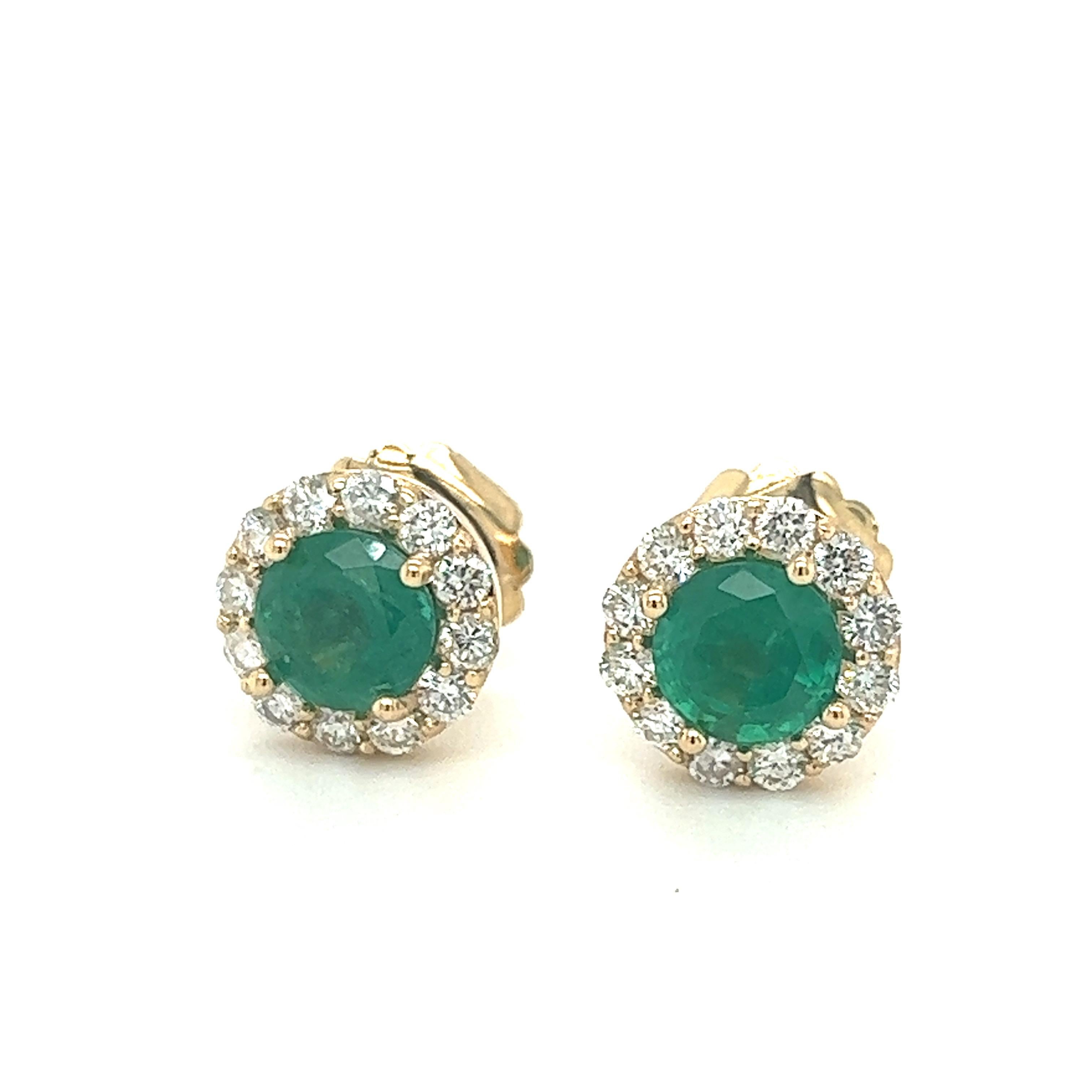 Natural Emerald and Diamond Stud Earrings, 4.33ct tw. 2