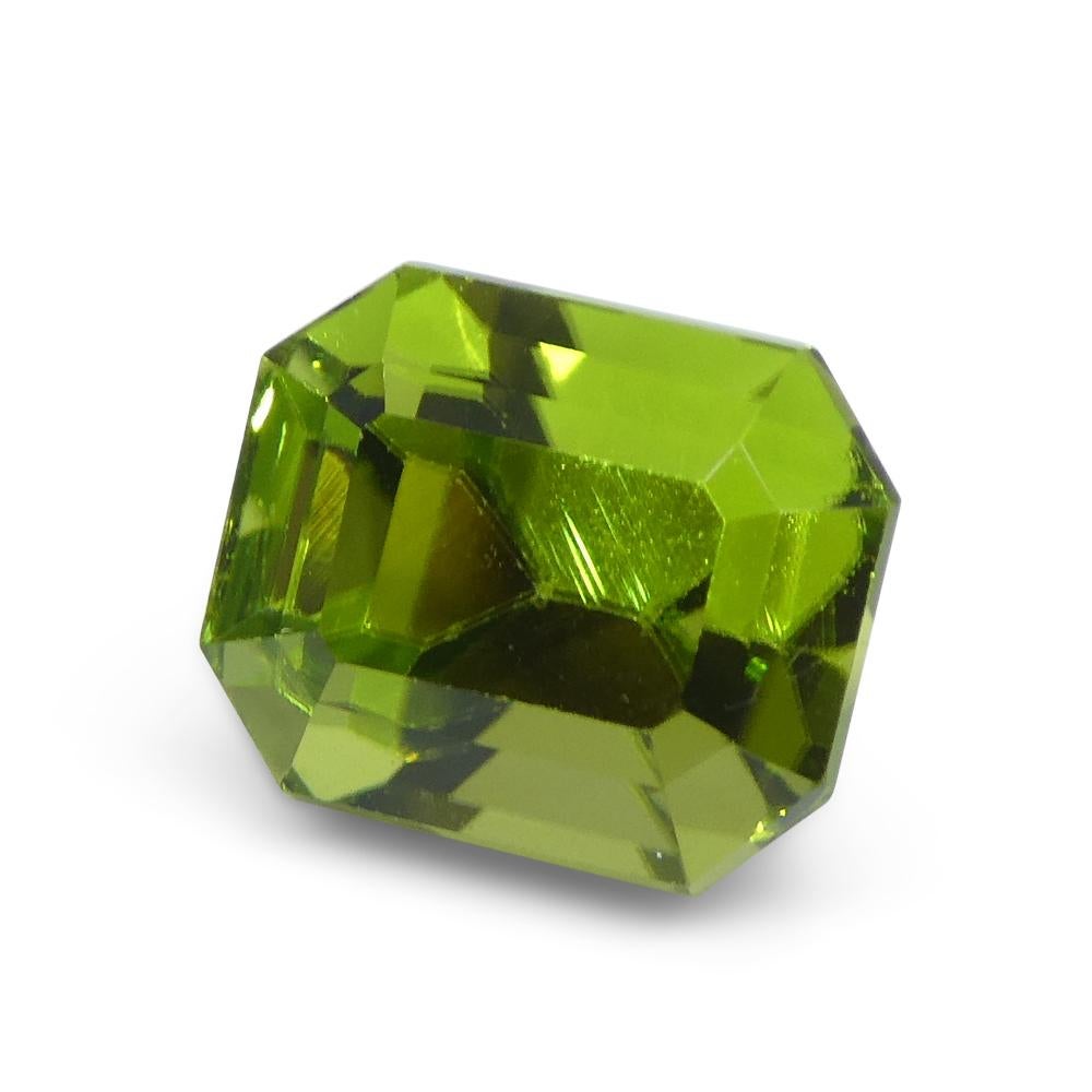 3.08ct Emerald Cut Yellowish Green Peridot from Sapat Gali, Pakistan For Sale 5