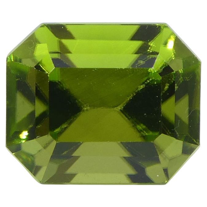 3.08ct Emerald Cut Yellowish Green Peridot from Sapat Gali, Pakistan For Sale