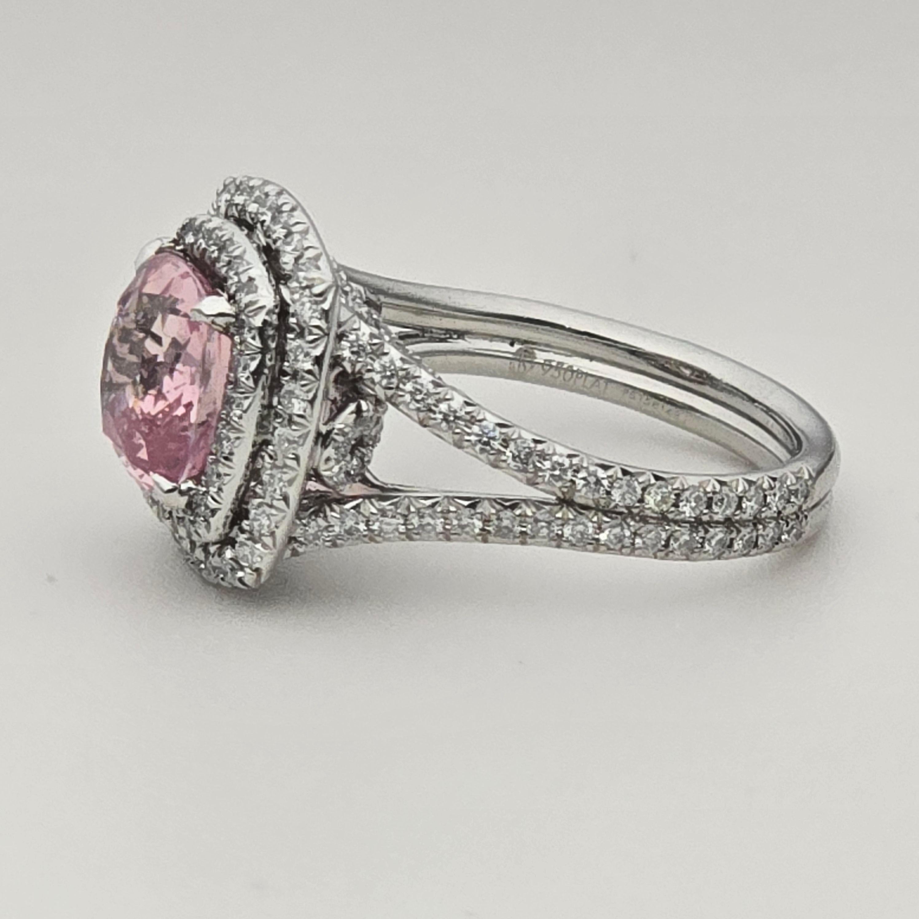 Zaffiro non riscaldato da 3,08 carati GIA PADPARADSCHA anello di fidanzamento con diamante RARO zaffiro In condizioni Nuovo in vendita a Jupiter, FL