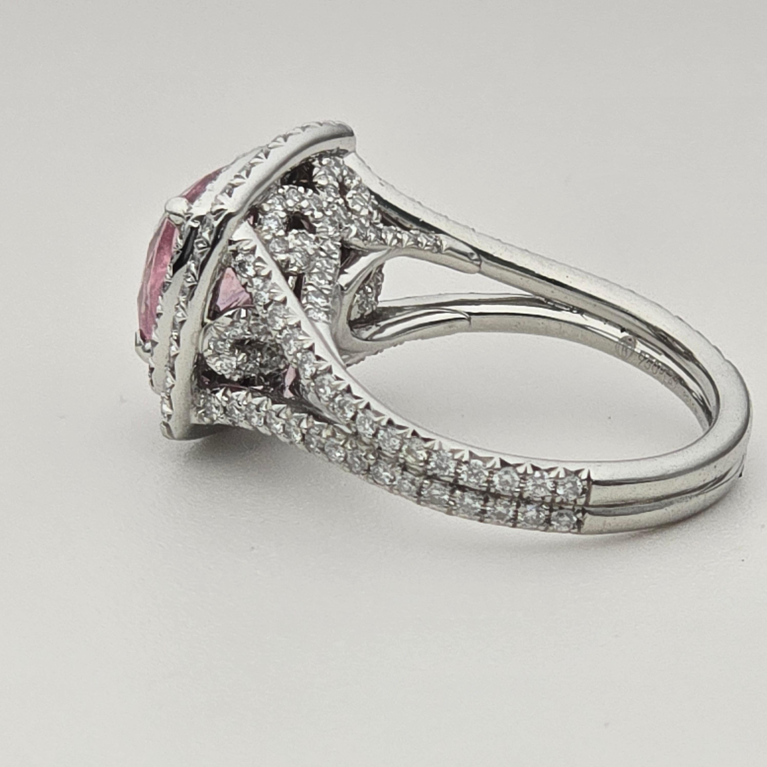 da uomo o donna Zaffiro non riscaldato da 3,08 carati GIA PADPARADSCHA anello di fidanzamento con diamante RARO zaffiro in vendita