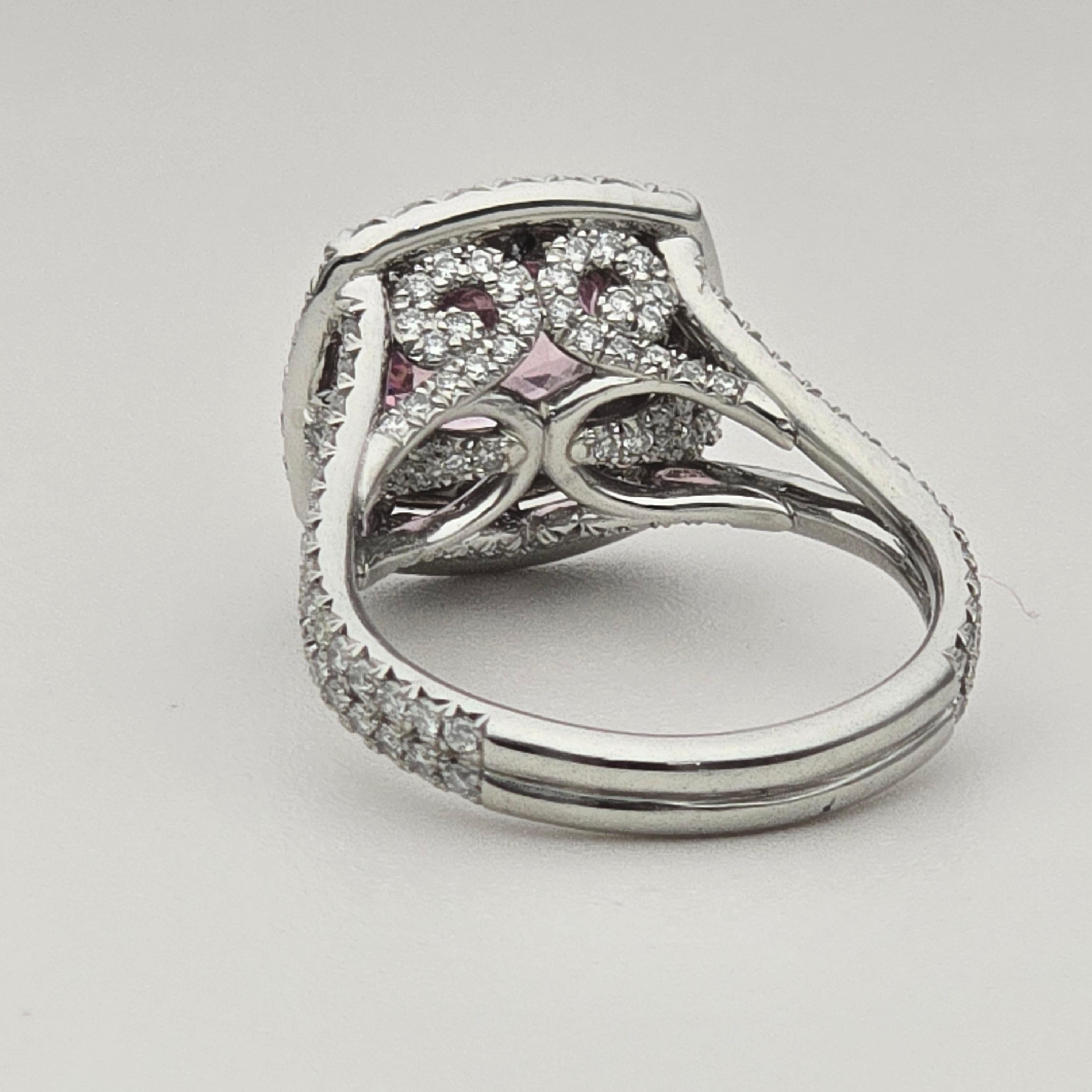 Zaffiro non riscaldato da 3,08 carati GIA PADPARADSCHA anello di fidanzamento con diamante RARO zaffiro in vendita 1