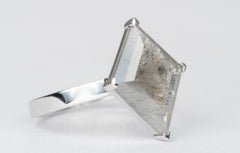3.08ct Kite Shape Salt and Pepper Diamond 14K White Gold Engagement Ring