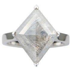 3.08ct Kite Shape Salz und Pfeffer Diamant 14K Weißgold Verlobungsring