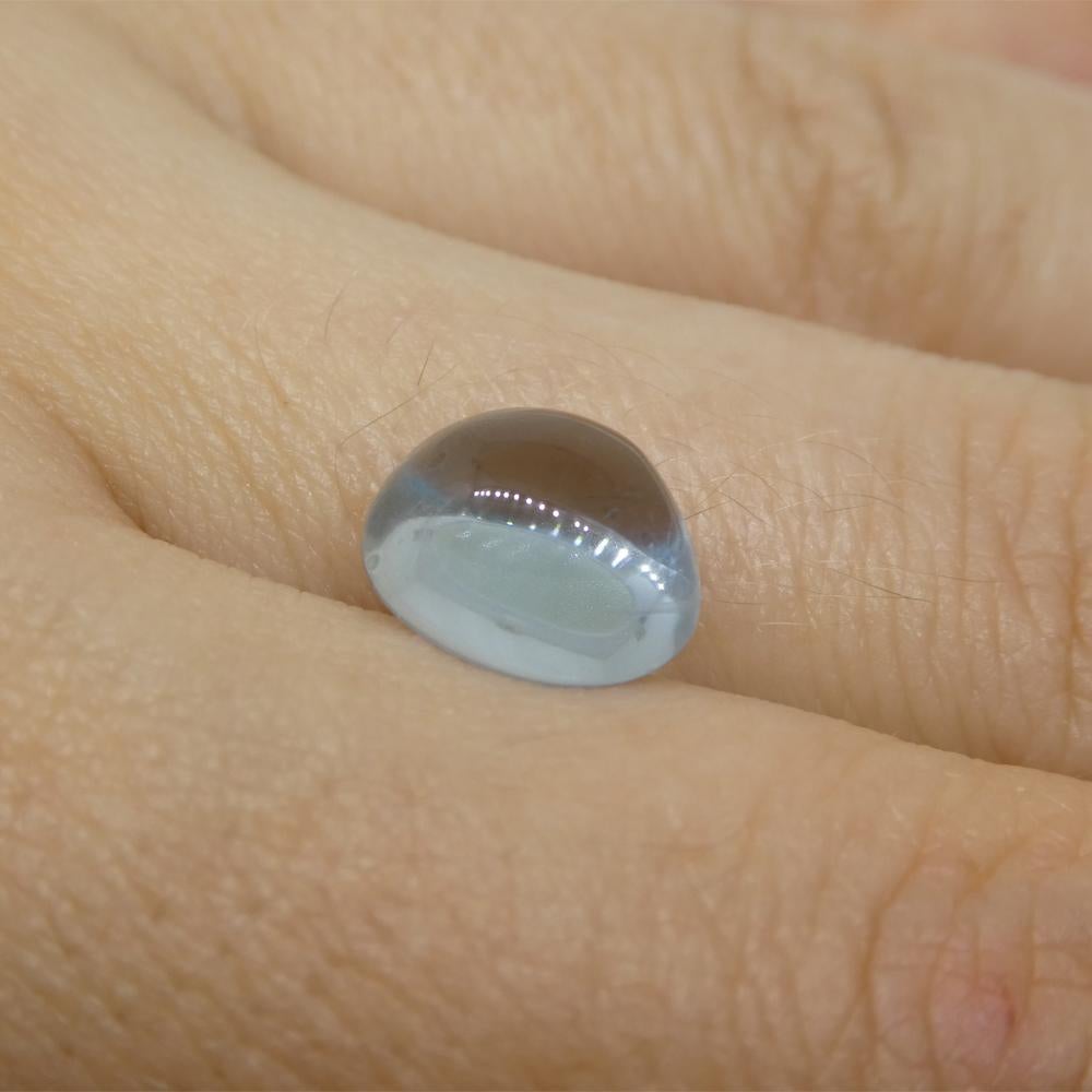 3.08ct Oval Cabochon Blue Aquamarine from Brazil For Sale 1