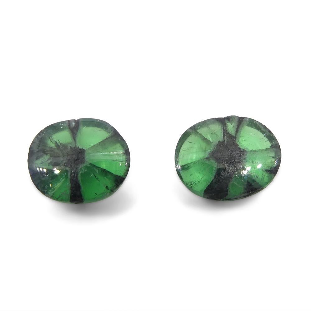 3.08ct Oval Cabochon Green Trapiche Emerald from Muzo Mine, Colombia Pair For Sale 5