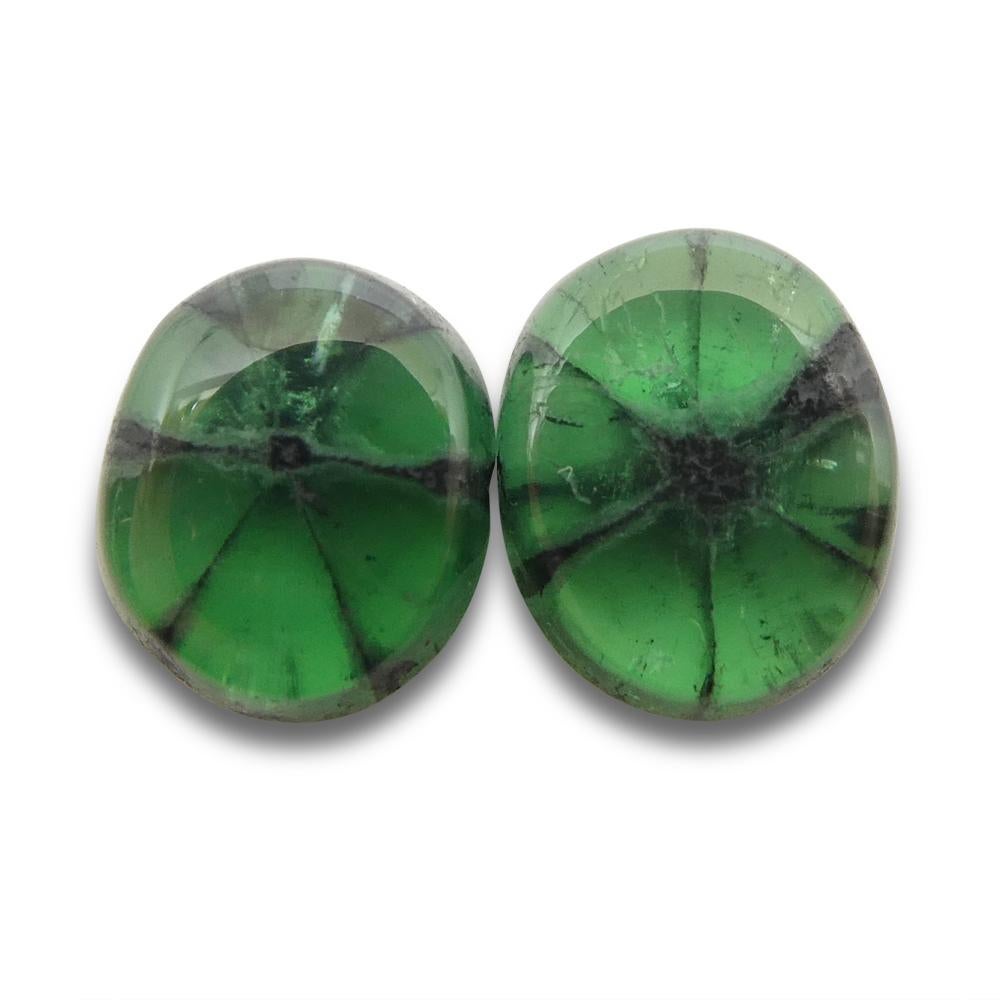 3.08ct Oval Cabochon Green Trapiche Emerald from Muzo Mine, Colombia Pair For Sale 3
