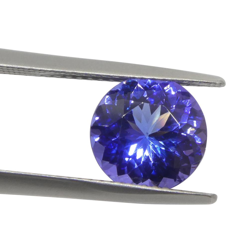 Round Cut 3.08ct Round Violet Blue Tanzanite from Tanzania For Sale