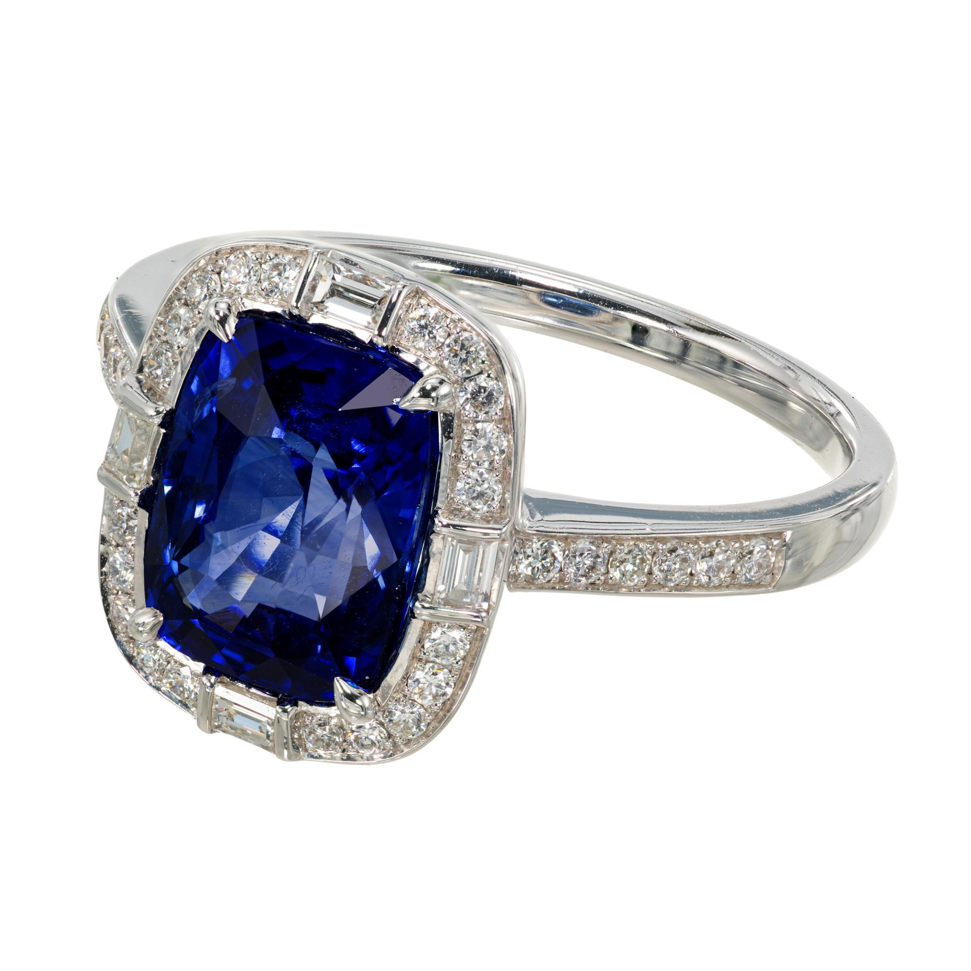 in vendita:  Anello con zaffiro blu reale da 3,08 carati e diamanti tondi e baguette in oro 18 carati 3