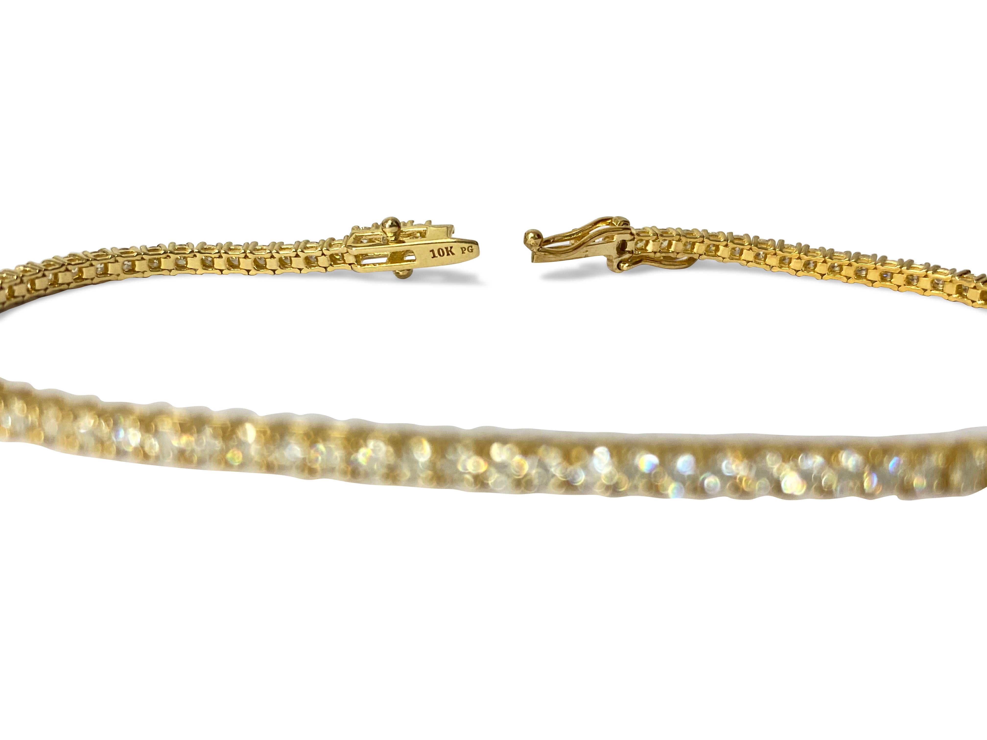 Modern 3.08ct VVS Diamond Tennis Bracelet Unisex in 10k Yellow Gold For Sale