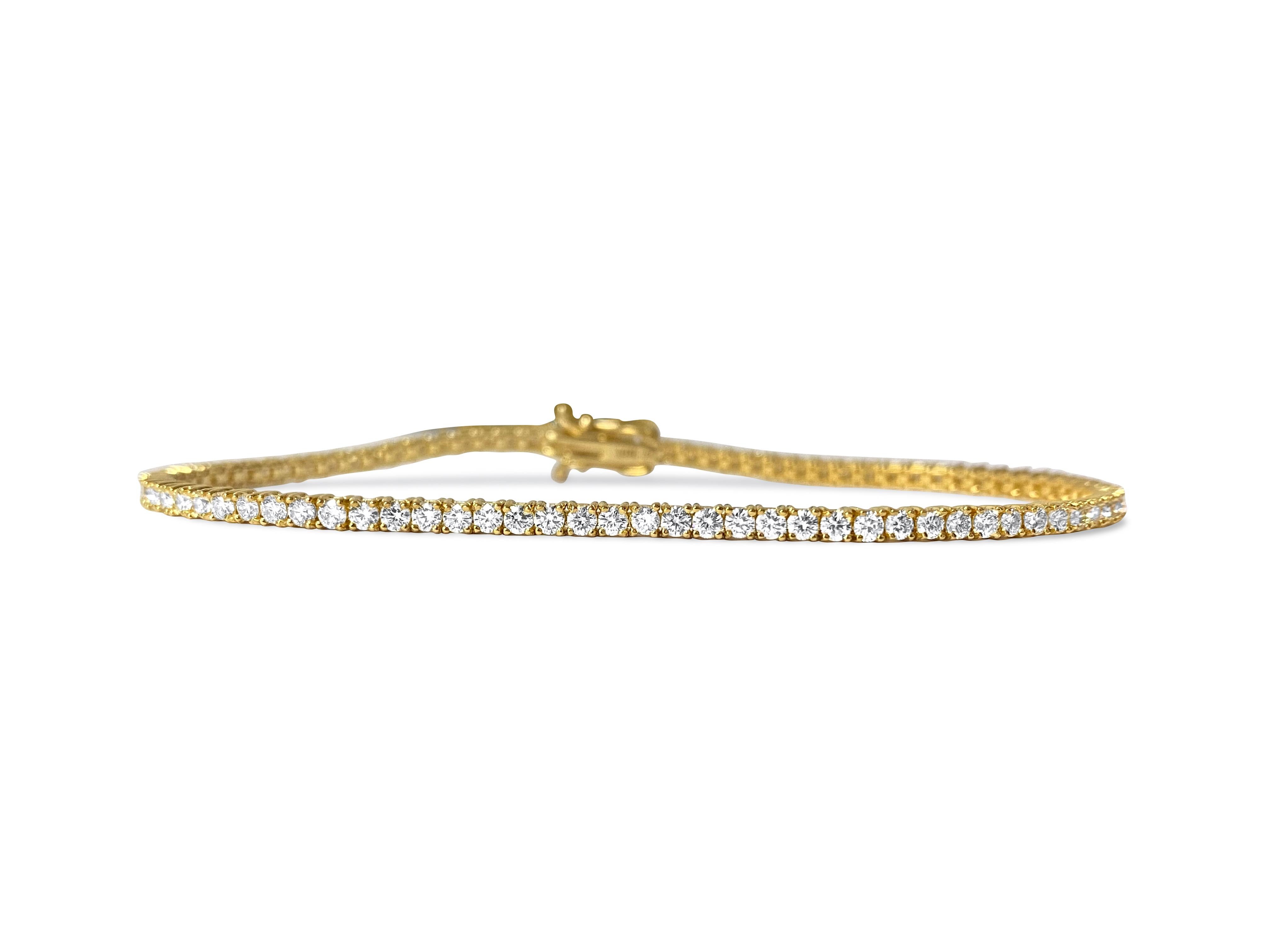 3.08ct VVS Diamond Tennis Bracelet Unisex in 10k Yellow Gold In New Condition For Sale In Miami, FL