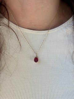 3.08cts Madagascar Ruby Diamond Pendant in 14K Yellow Gold  Oval 9x7mm