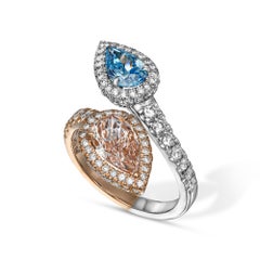 3.08t cw Toi & Moi Platinum and Rose Gold 18k Statement Ring