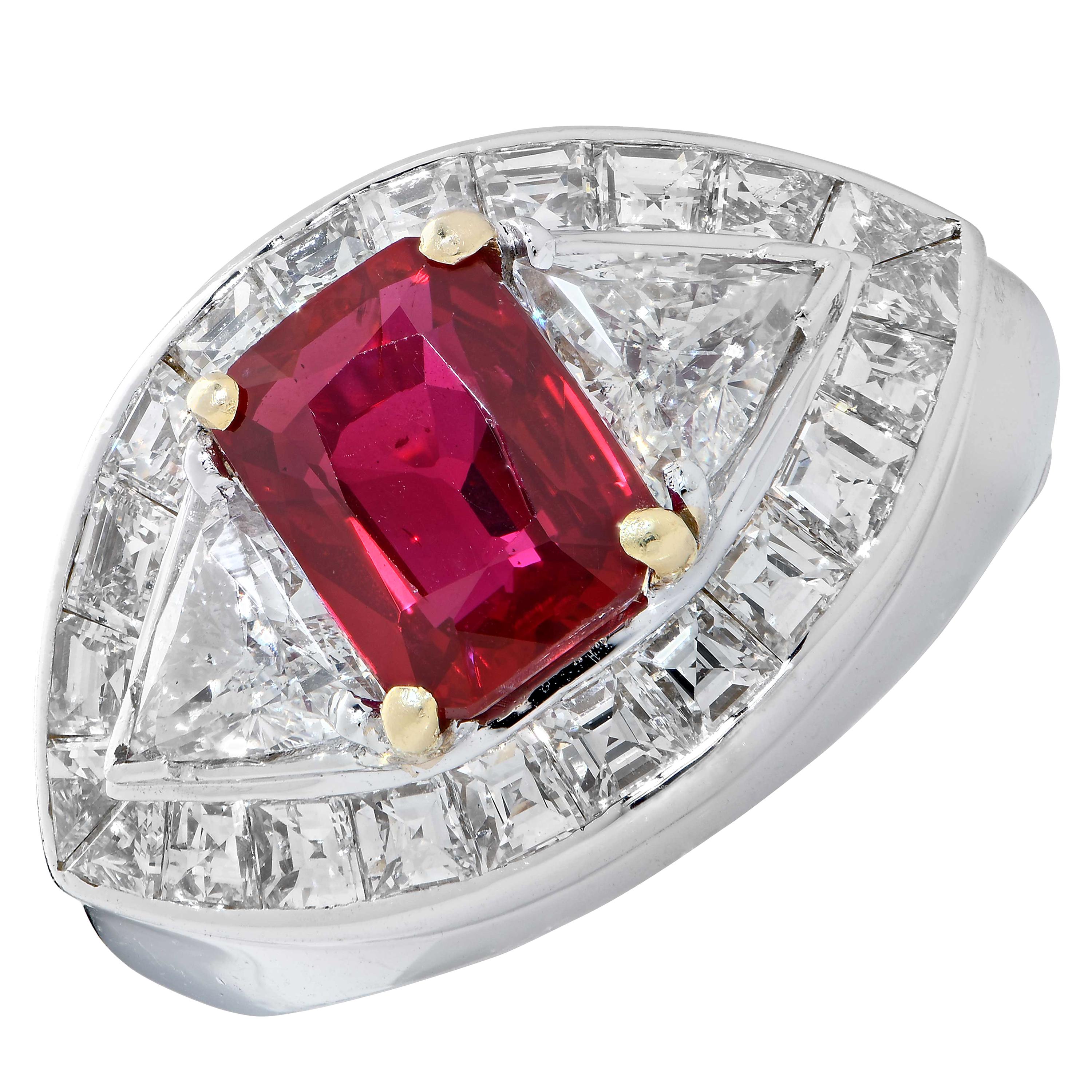 3.09 Carat AGL Graded Burma Ruby and Diamond Ring