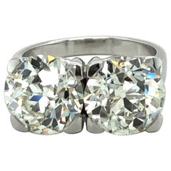 18 Karat Gold Toi Et Moi Ring mit 3,09 Karat und 3,11 Karat Diamant im alteuropäischen Schliff