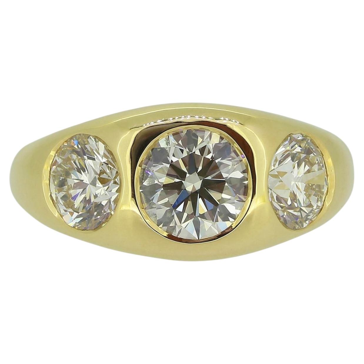 3.09 Carat Diamond Three-Stone Ring For Sale