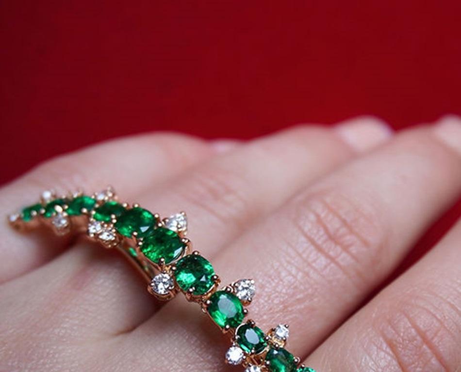 3.09 Carat Double Finger Emerald Ring For Sale 1