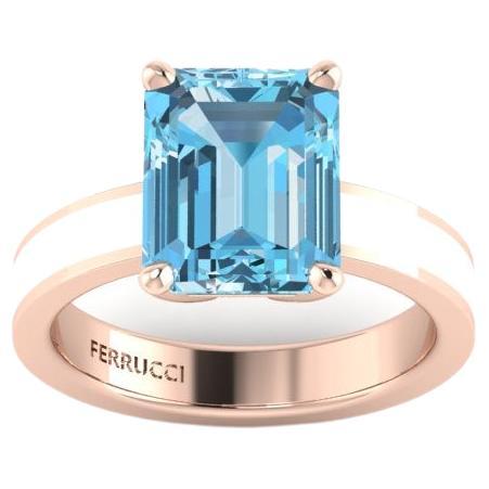 3.09 Carat Emerald Aquamarine Pave Diamond Platinum Cocktail Ring