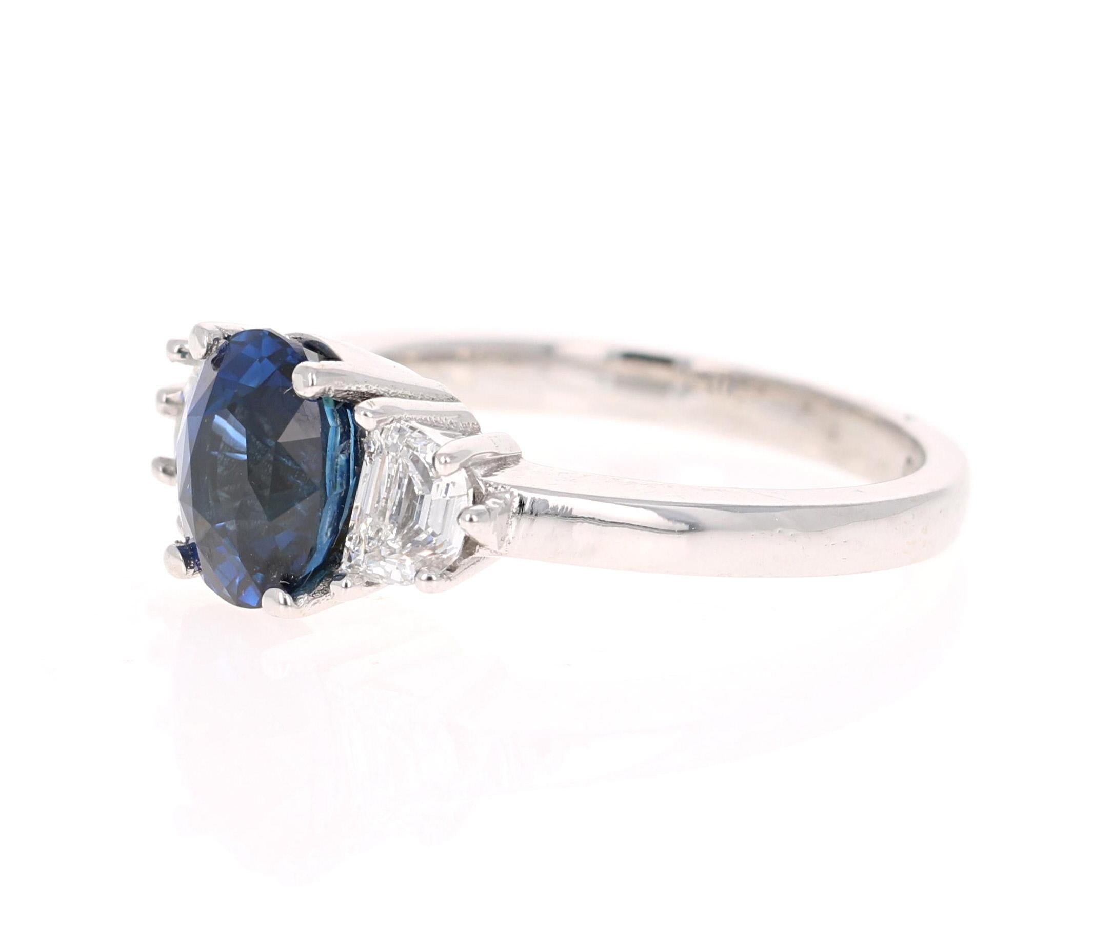 Modern 3.09 Carat GIA Certified Sapphire Diamond 18 Karat White Gold Engagement Ring