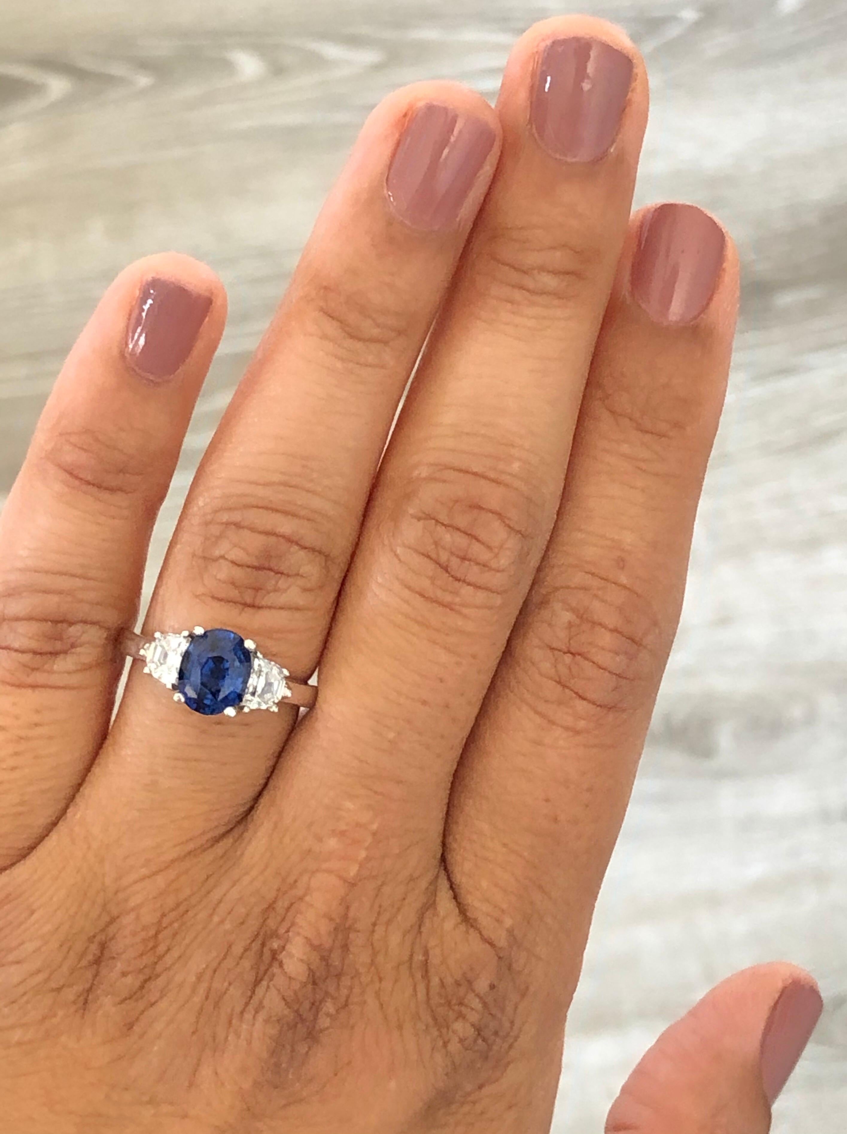 3.09 Carat GIA Certified Sapphire Diamond 18 Karat White Gold Engagement Ring In New Condition In Los Angeles, CA