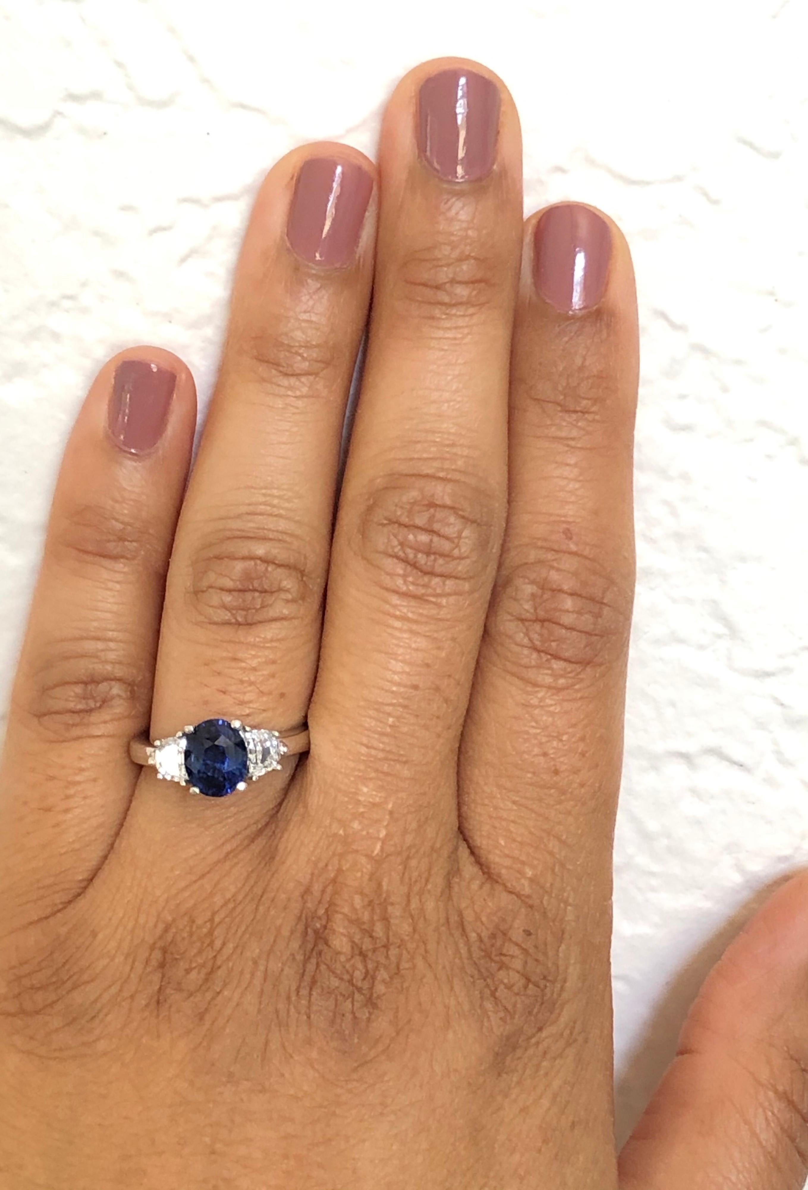 Women's 3.09 Carat GIA Certified Sapphire Diamond 18 Karat White Gold Engagement Ring