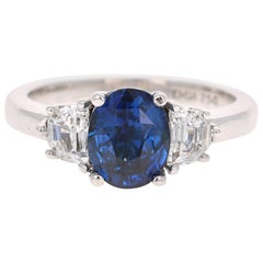 3.09 Carat GIA Certified Sapphire Diamond 18 Karat White Gold Engagement Ring