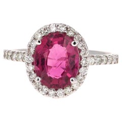 3.09 Carat Natural Pink Tourmaline Diamond 14 Karat White Gold Ring