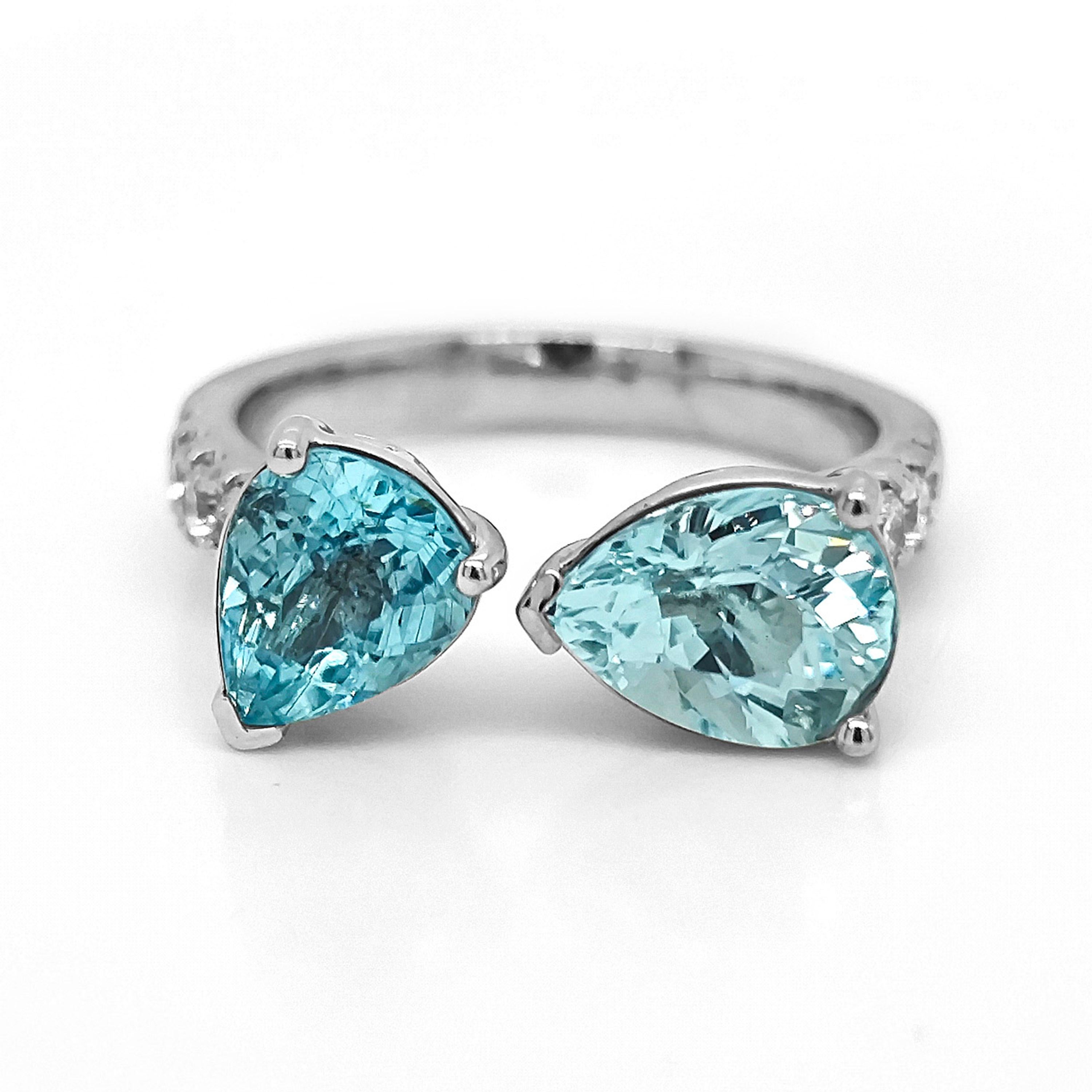 3.09 Carat Paraiba Tourmaline and White Diamond White Gold Ring In New Condition For Sale In New York, NY
