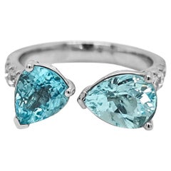 3.09 Carat Paraiba Tourmaline and White Diamond White Gold Ring
