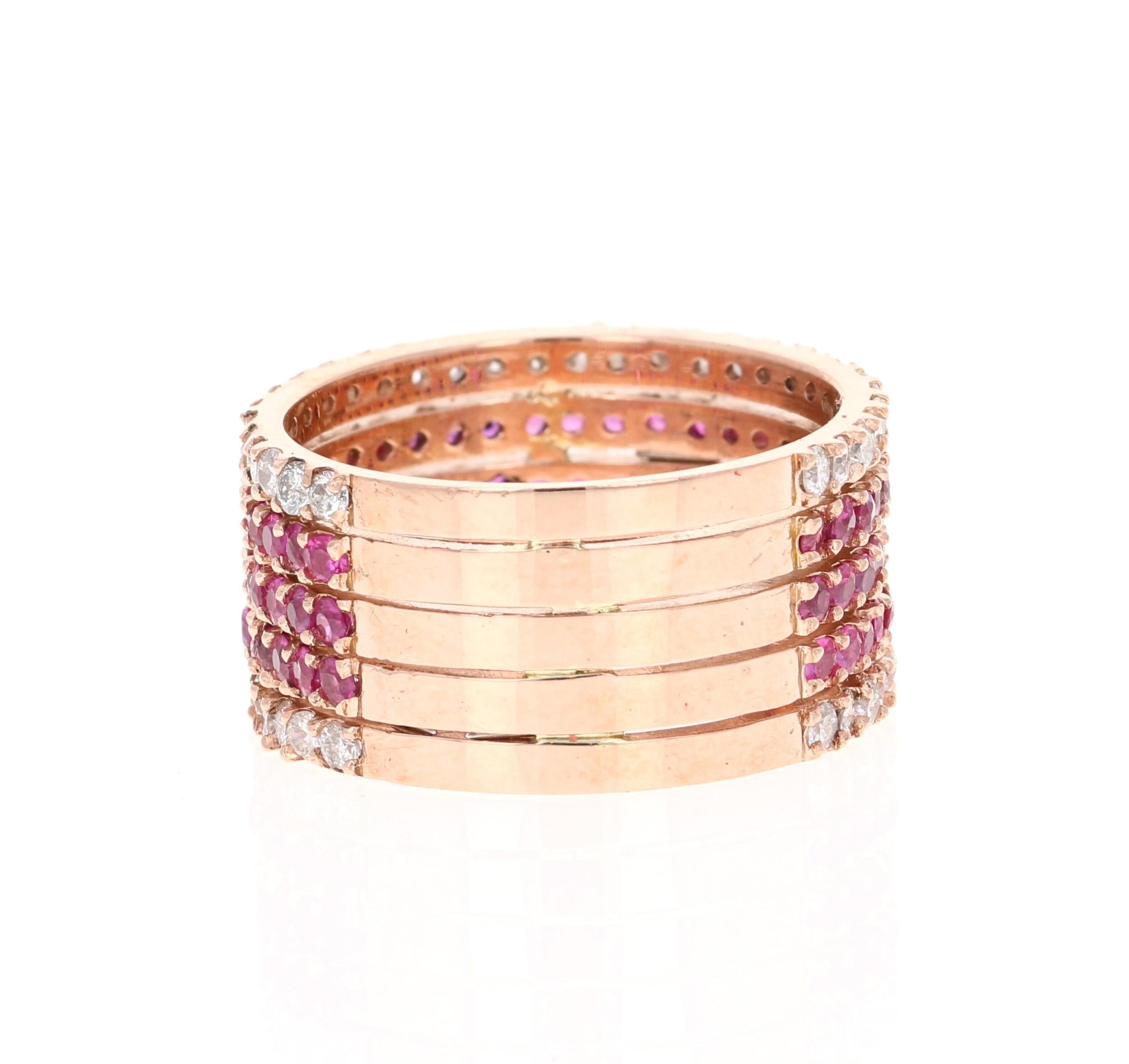 Contemporary 3.09 Carat Pink Sapphire and Diamond Rose Gold Cocktail Ring For Sale