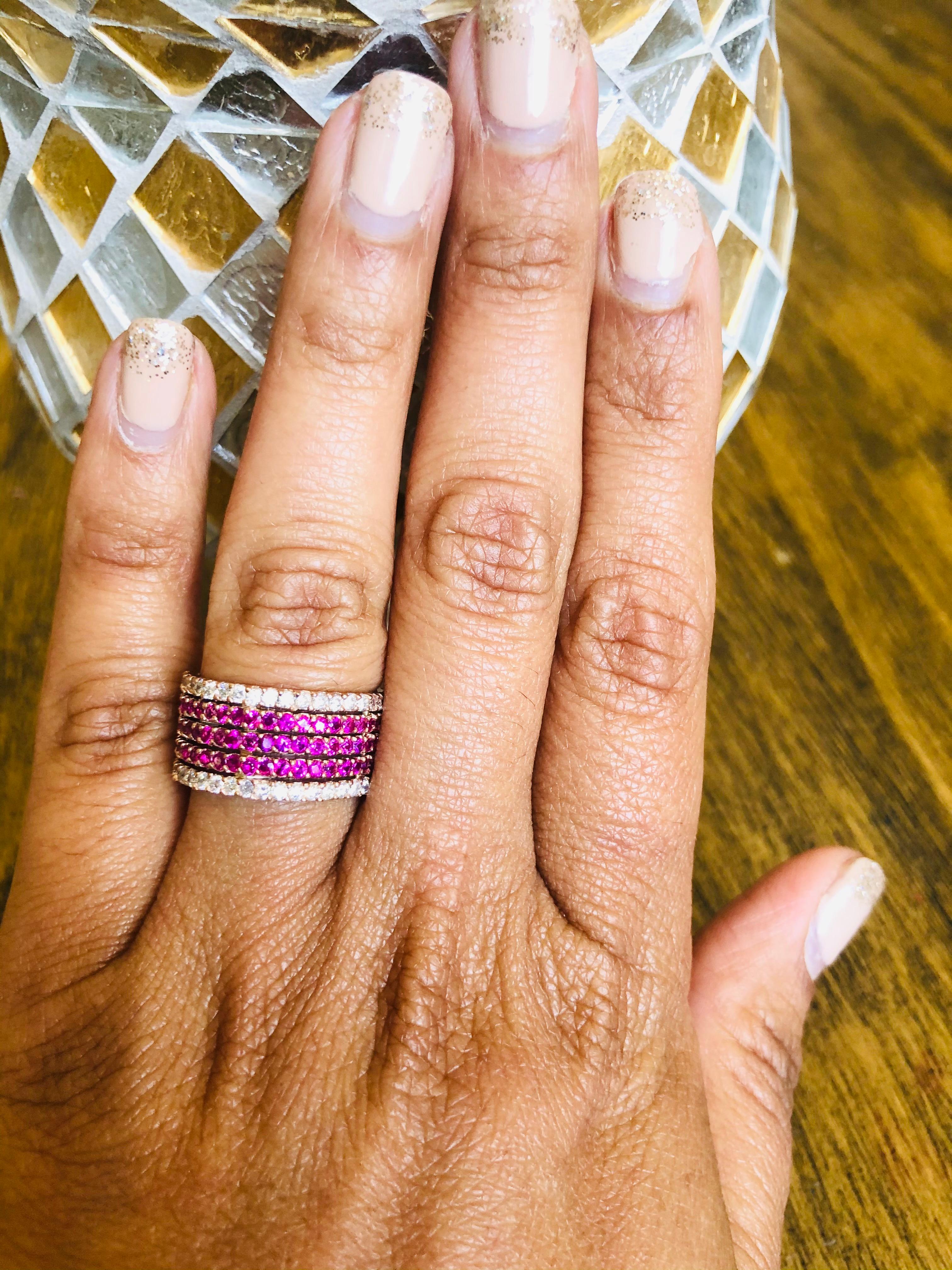 3.09 Carat Pink Sapphire and Diamond Rose Gold Cocktail Ring In New Condition For Sale In Los Angeles, CA