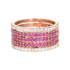 Bague cocktail en or rose avec saphir rose de 3,09 carats et diamants