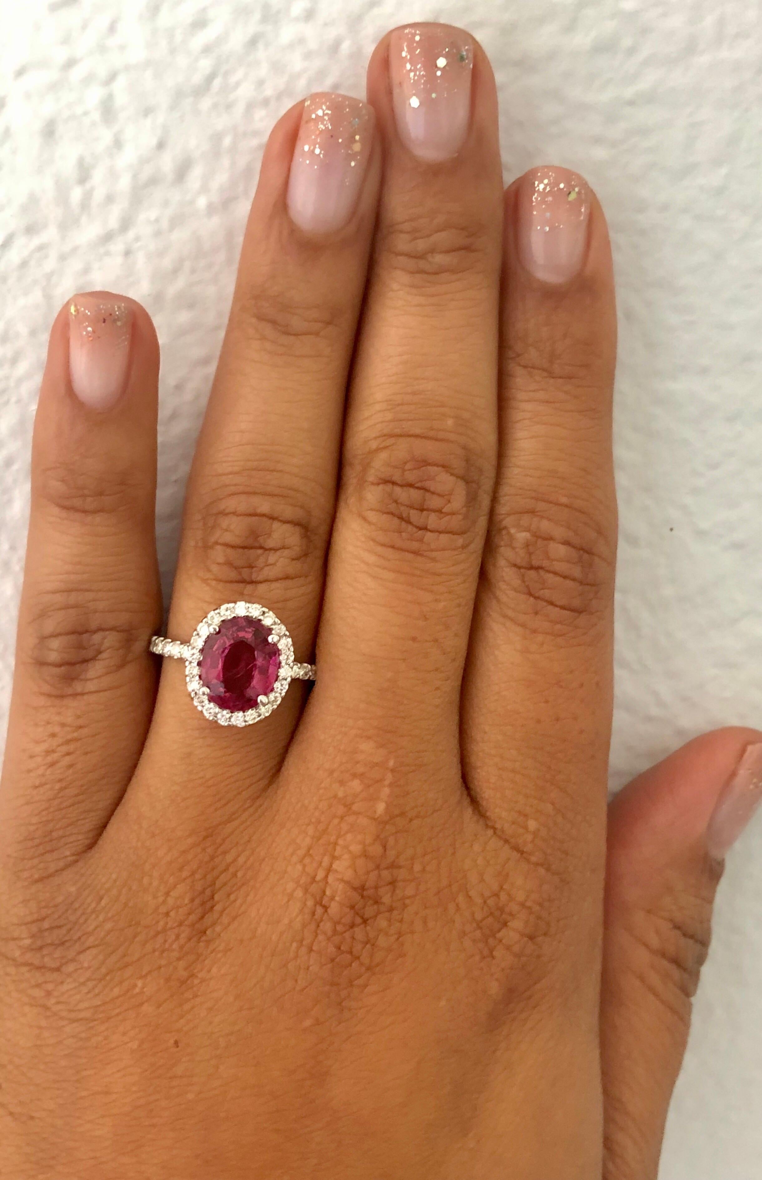 3.09 Carat Pink Tourmaline Diamond White Gold Ring In New Condition For Sale In Los Angeles, CA